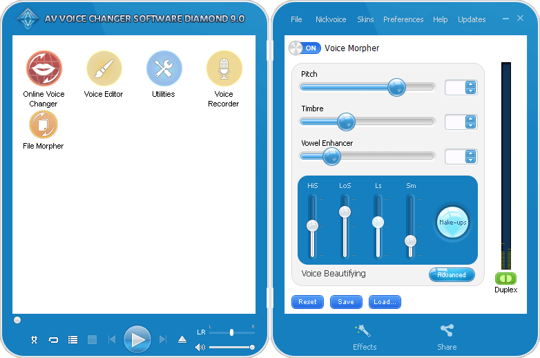 Voice changer software - Full main panel