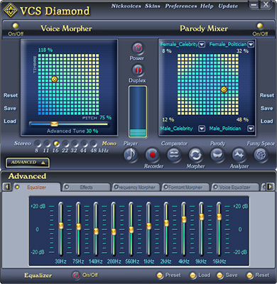 AV Voice Changer Software Diamond 7.0 - Full main panel