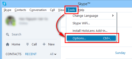 skype tools options audio settings