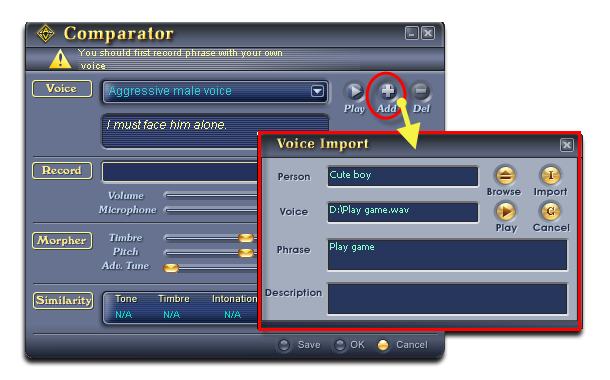 Import Little Boy voice sample into Voice Changer